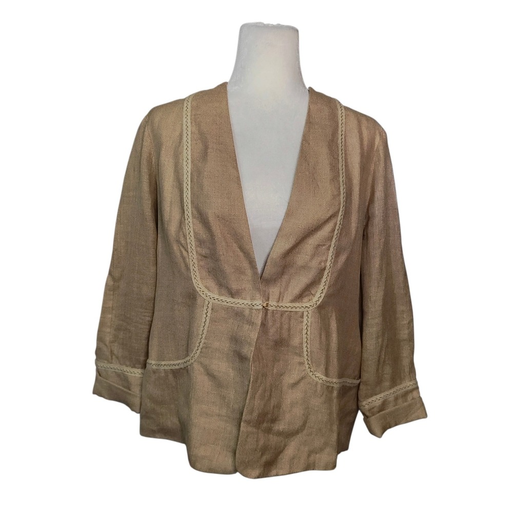 Nurture Linen Blend Blazer Jacket Boho Earthy Goblincore Natural Forest Size M